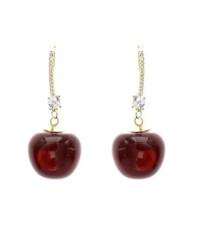 Sterling Silver Crystal Zircon Cherry Drop Earrings