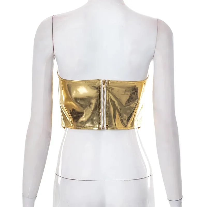 Strapless Corset Metallic Top