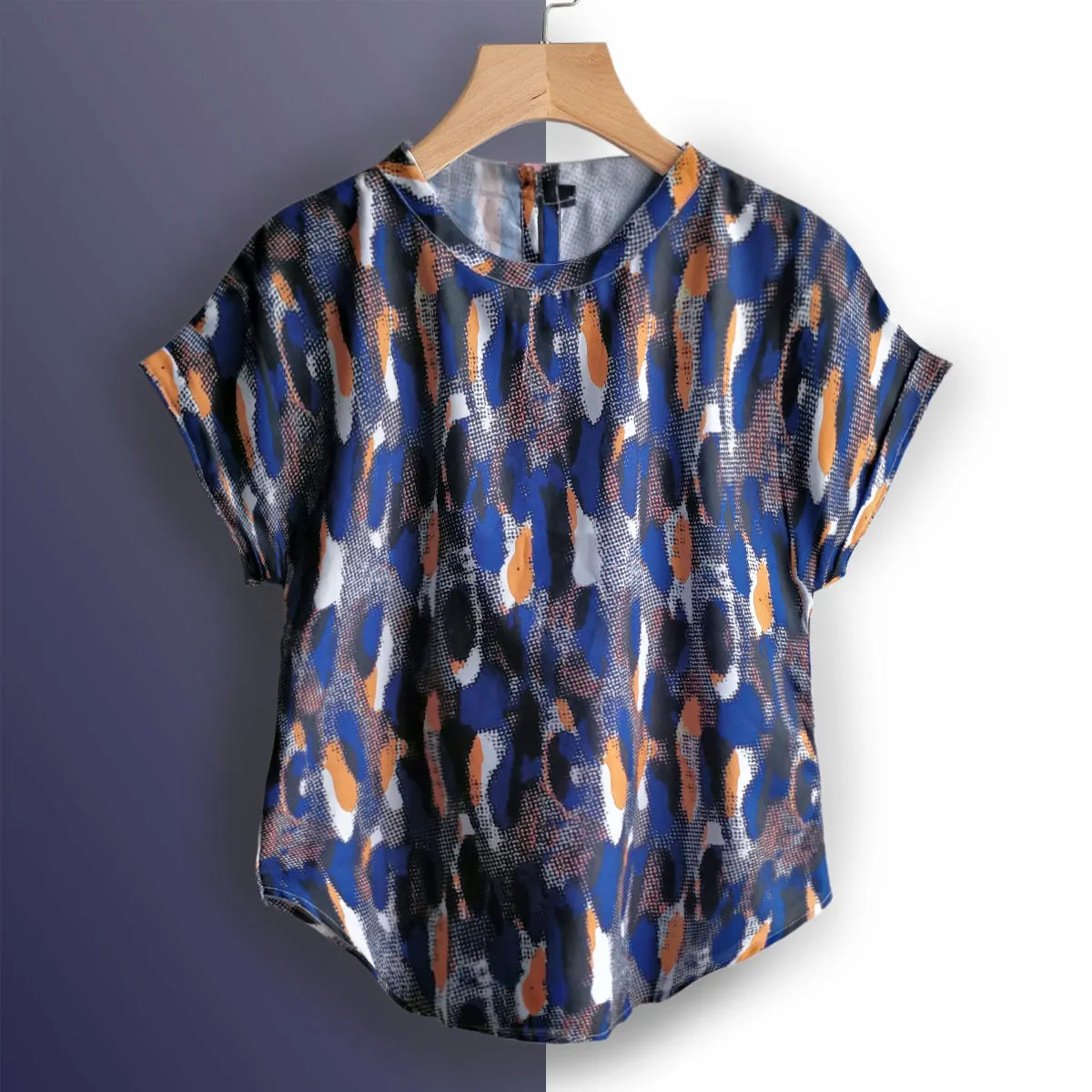 Stylish Abstract Blue Tops For Women & Girls