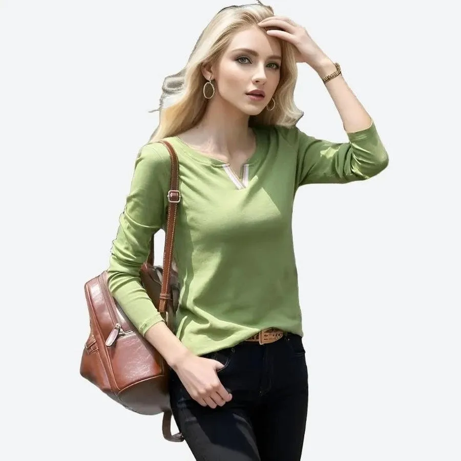 Stylish Comfortable Long-Sleeve V-Neck Tops