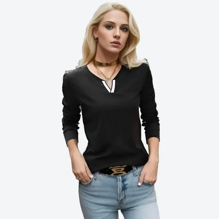 Stylish Comfortable Long-Sleeve V-Neck Tops