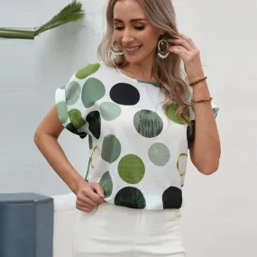 Stylish Green Circles Tops For Women & Girls