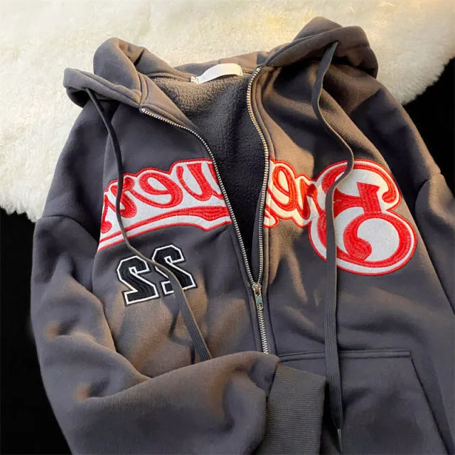 Stylish Letter Embroidery Hoodies for Women in Plus Sizes