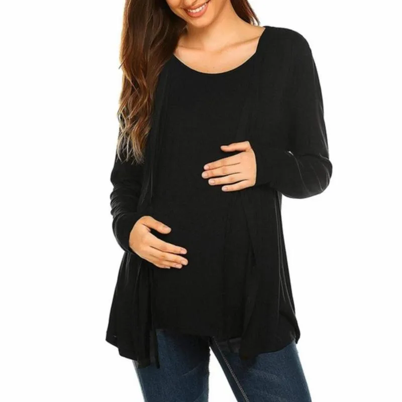 Stylish Solid Long-sleeve Nursing Tee