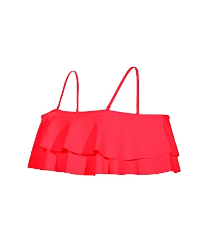 Stylish Spaghetti Shoulder Straps Off Shoulder Swim Top-Neon Red