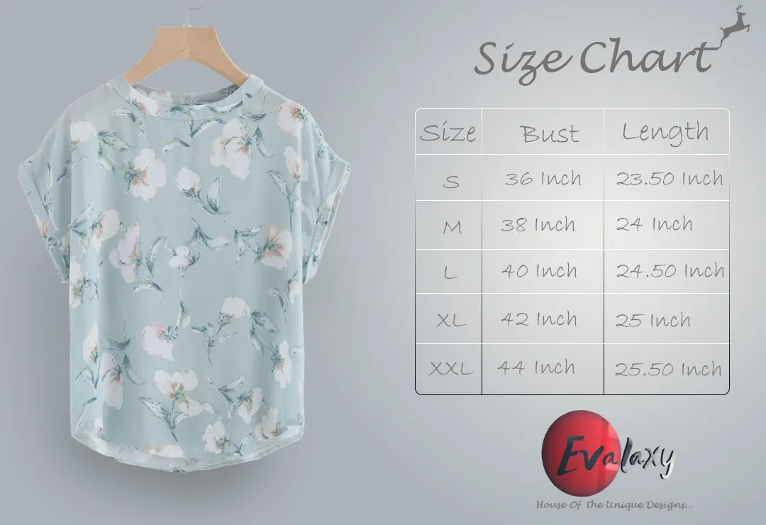 Stylish Turquoise Floral Tops For Women & Girls