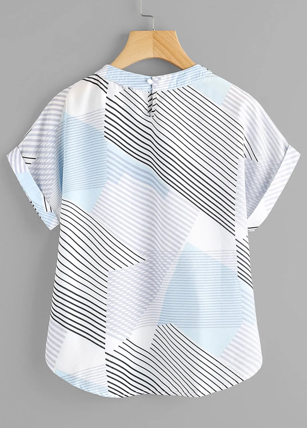 Stylish Turquoise Zig Zag Lines Tops For Women & Girls