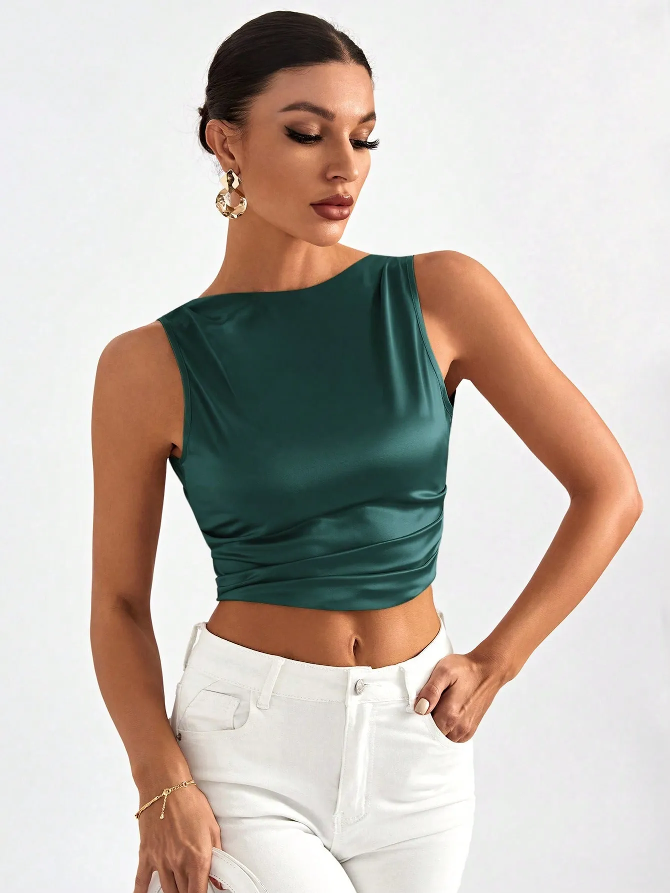 Tie Backless Crop Sleeveless Going Out Blouse