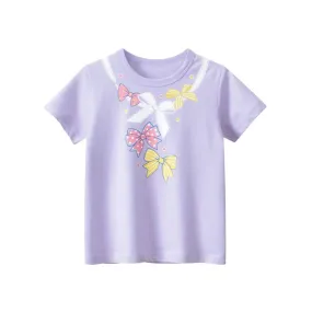 Toddler/Kid Girl Bows Print Purple T-shirt