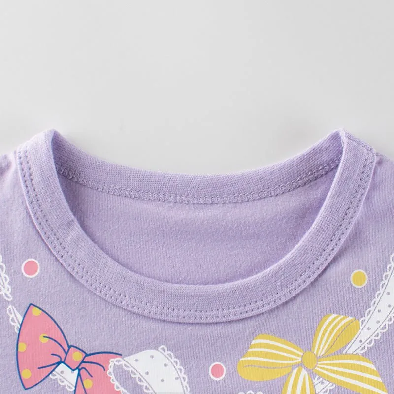 Toddler/Kid Girl Bows Print Purple T-shirt