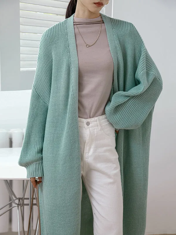 Urban Loose Solid Color Cardigan Tops