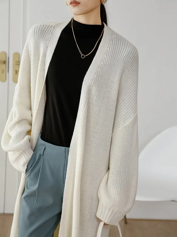 Urban Loose Solid Color Cardigan Tops