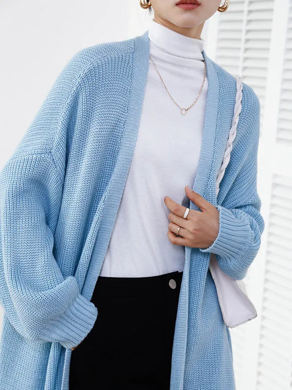 Urban Loose Solid Color Cardigan Tops