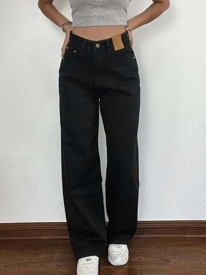 Versatile Black High Rise Boyfriend Jeans