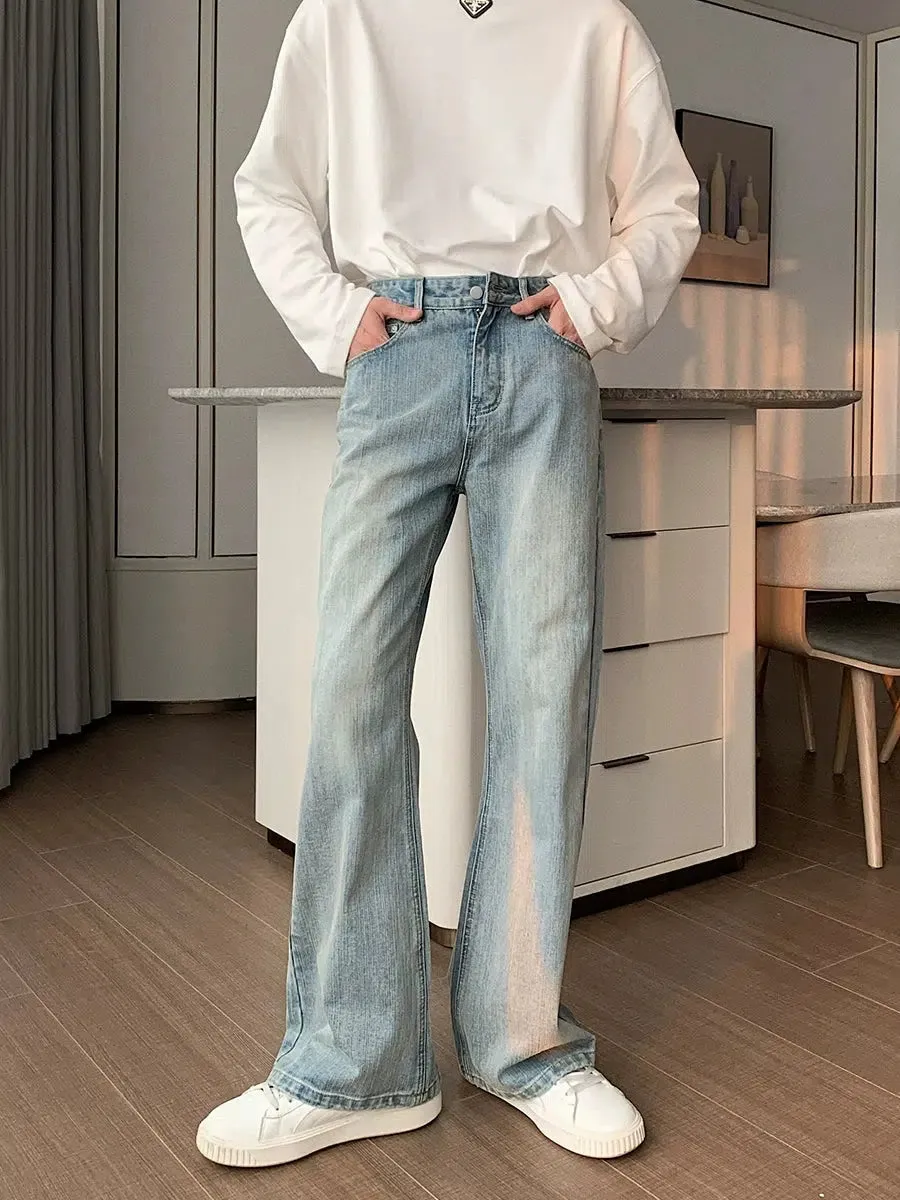 Versatile Light Blue Straight-leg Jeans