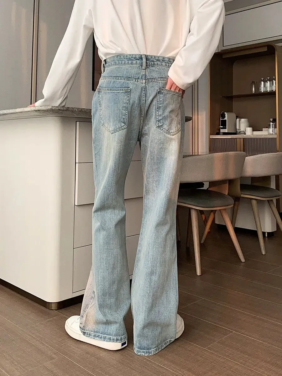 Versatile Light Blue Straight-leg Jeans