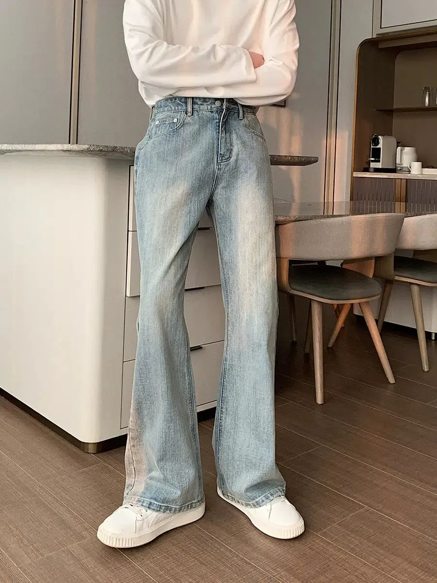 Versatile Light Blue Straight-leg Jeans