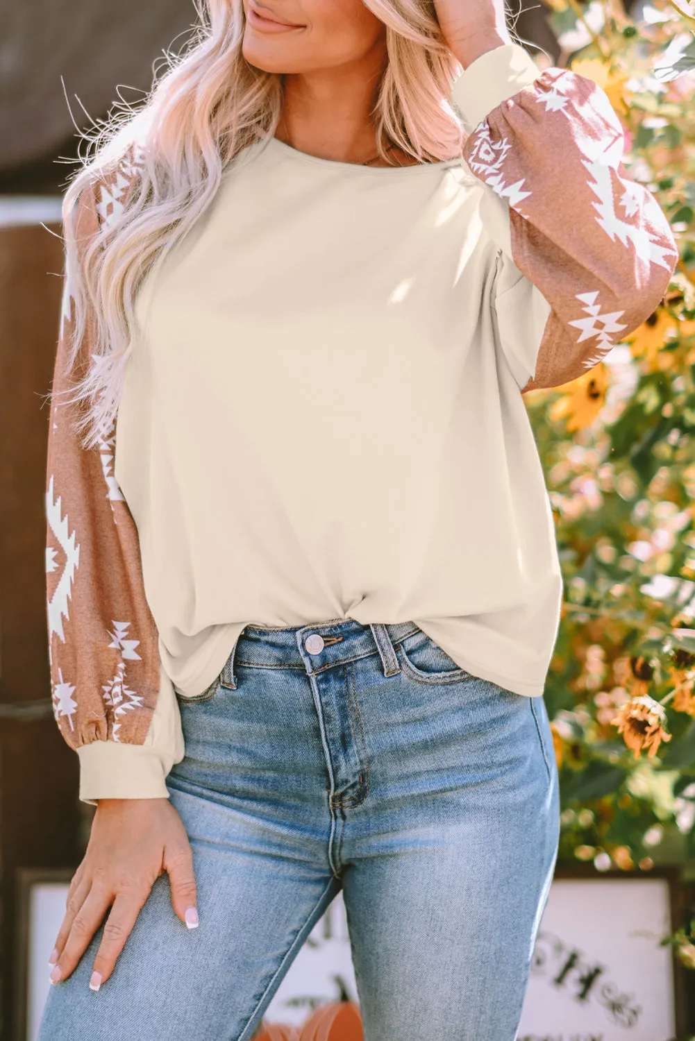 Western Patch Long Sleeve Top