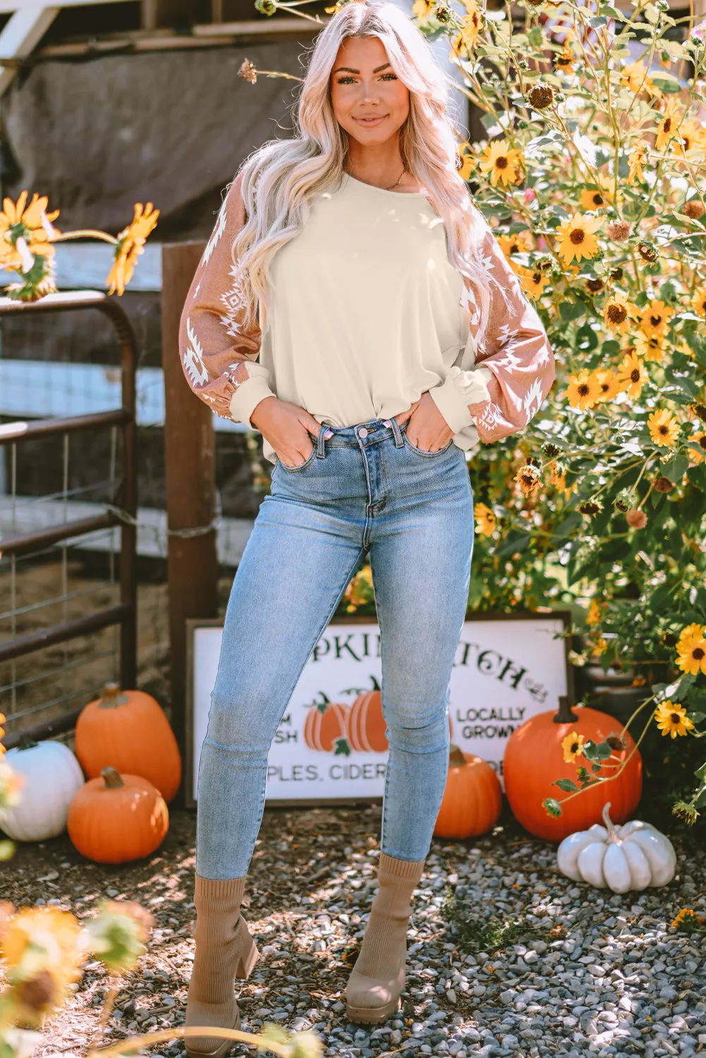 Western Patch Long Sleeve Top