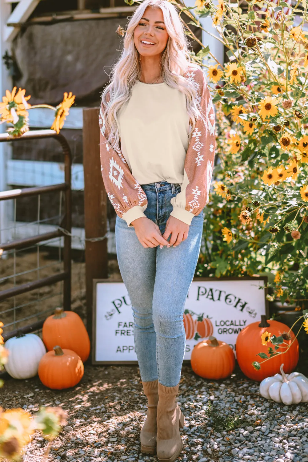 Western Patch Long Sleeve Top