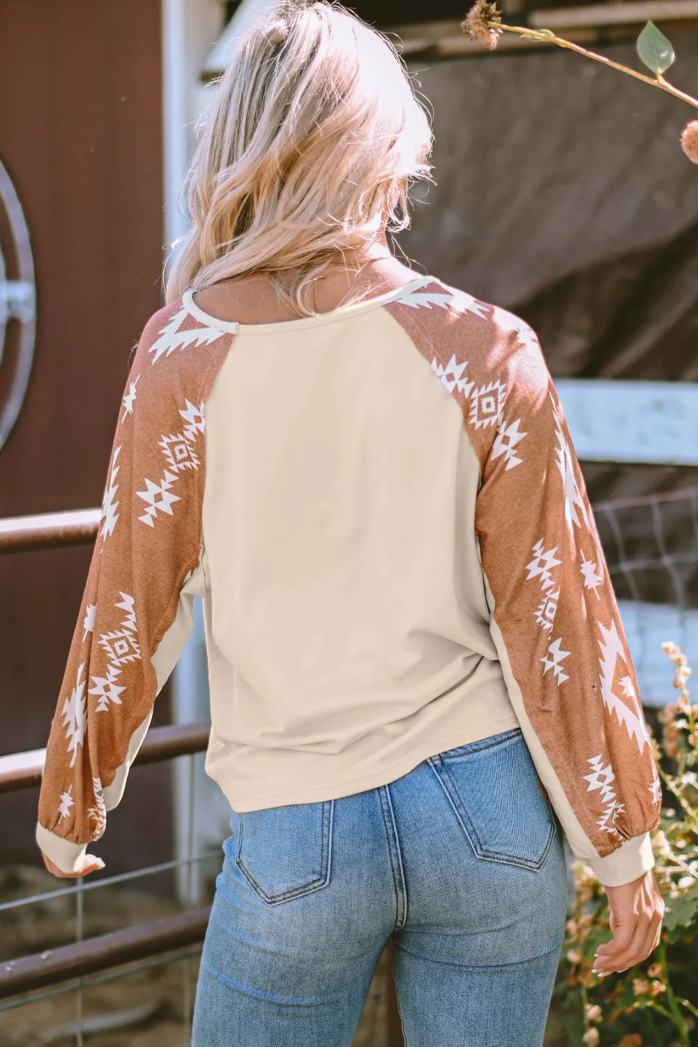 Western Patch Long Sleeve Top