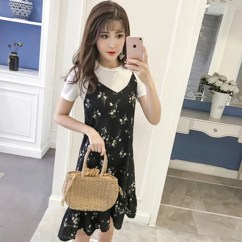 Women Beach Ruffle Collar Floral Cami Dress Fresh Looking Strap Beachwear