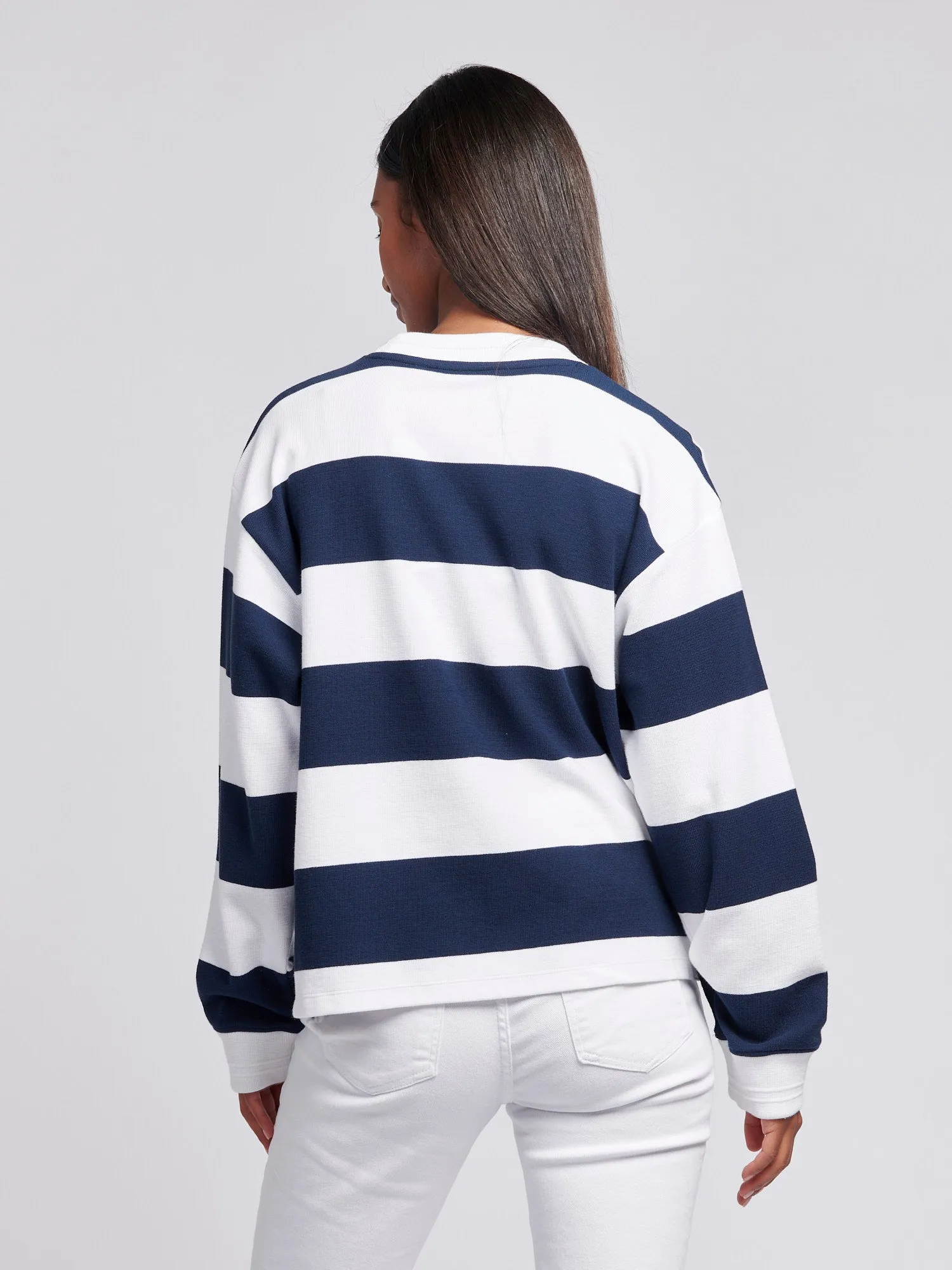 Womens Textured Stripe Sweatshirt in Navy Iris