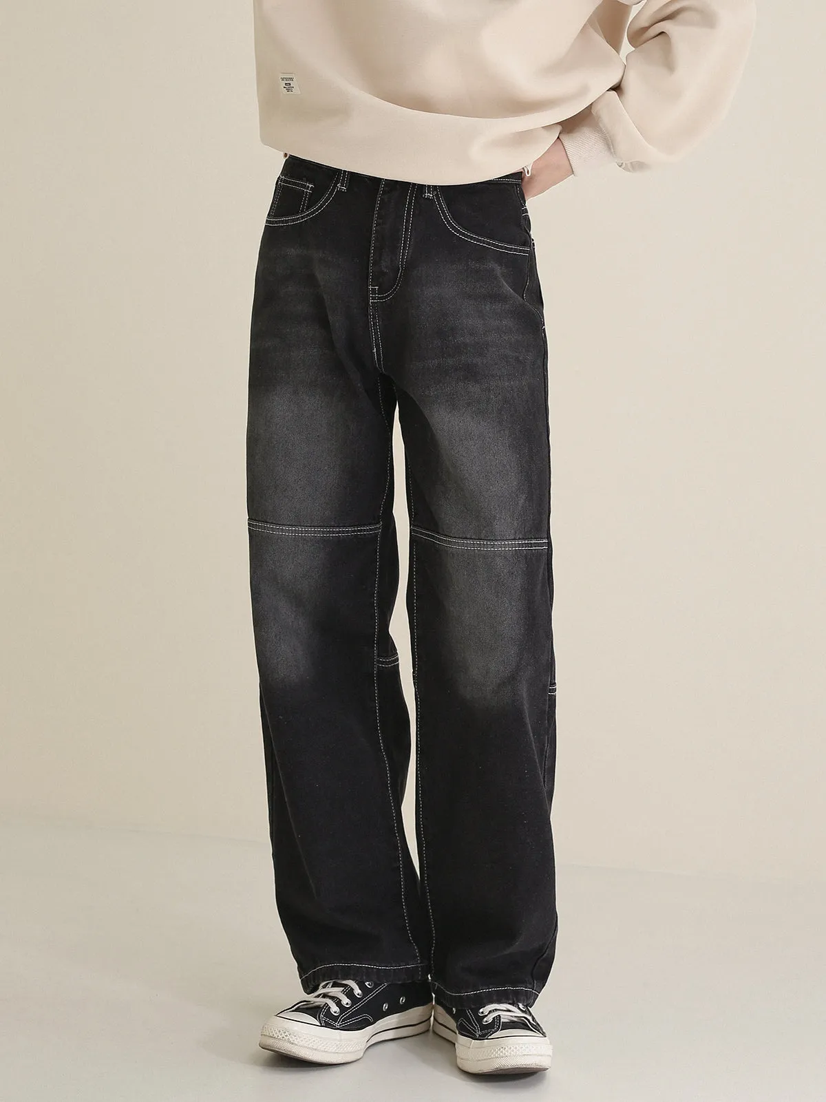 Zhou Line Sitch Faded Jeans