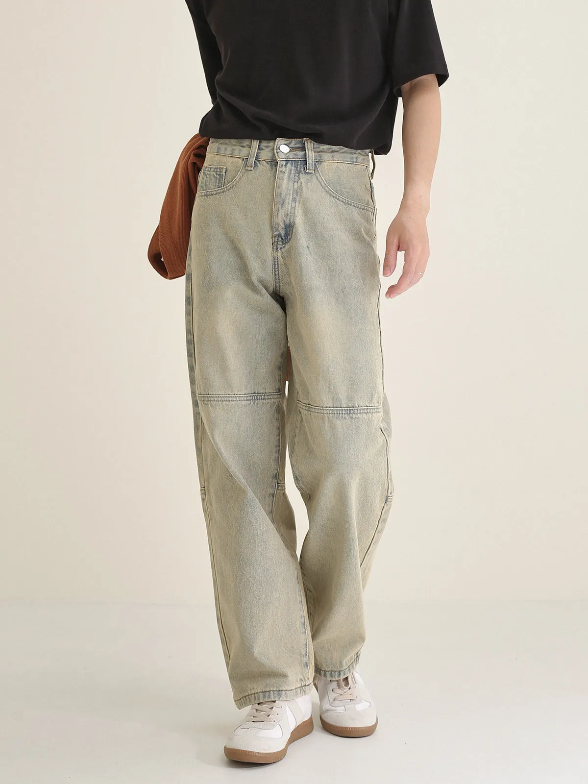 Zhou Line Sitch Faded Jeans