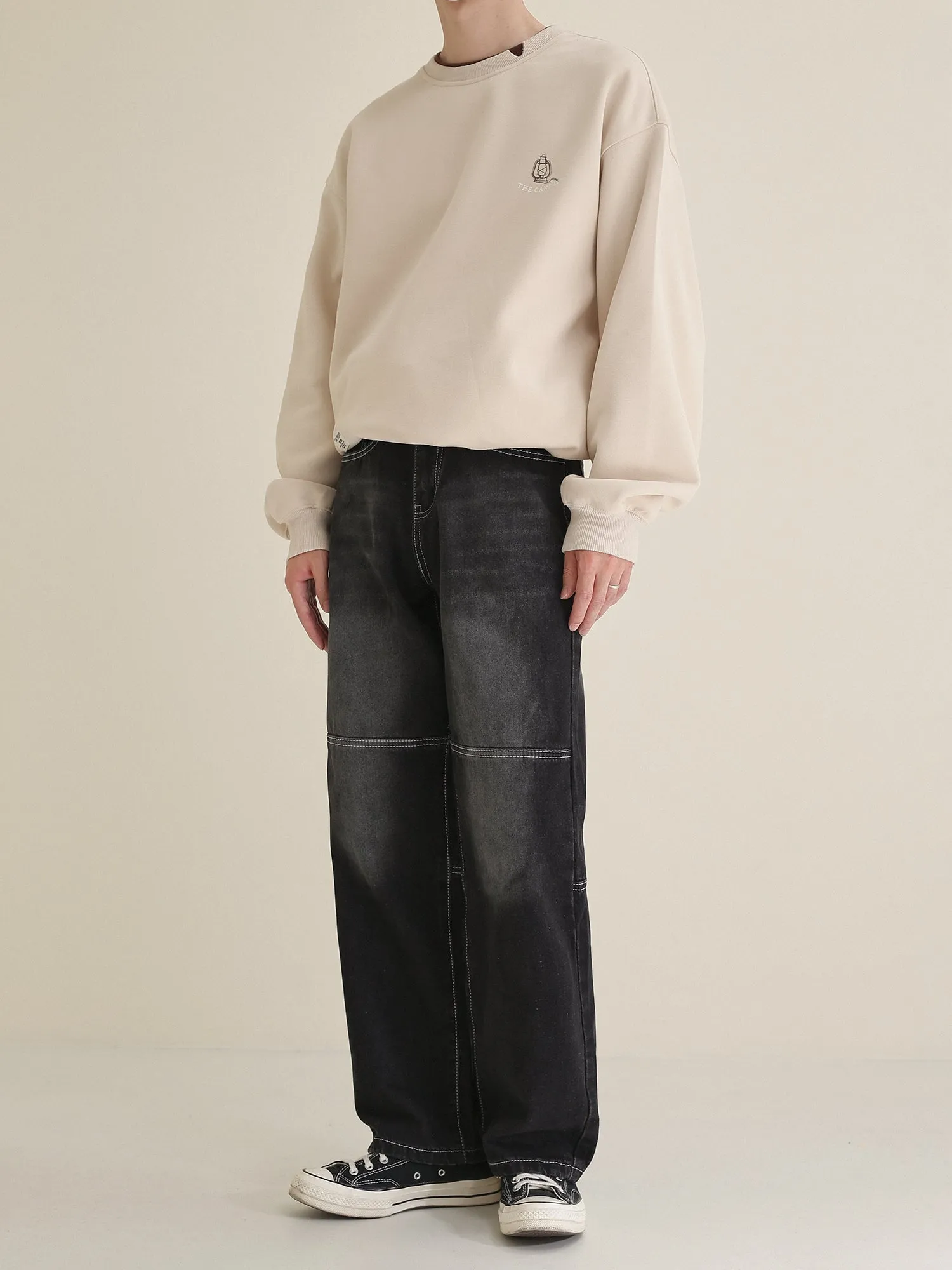 Zhou Line Sitch Faded Jeans