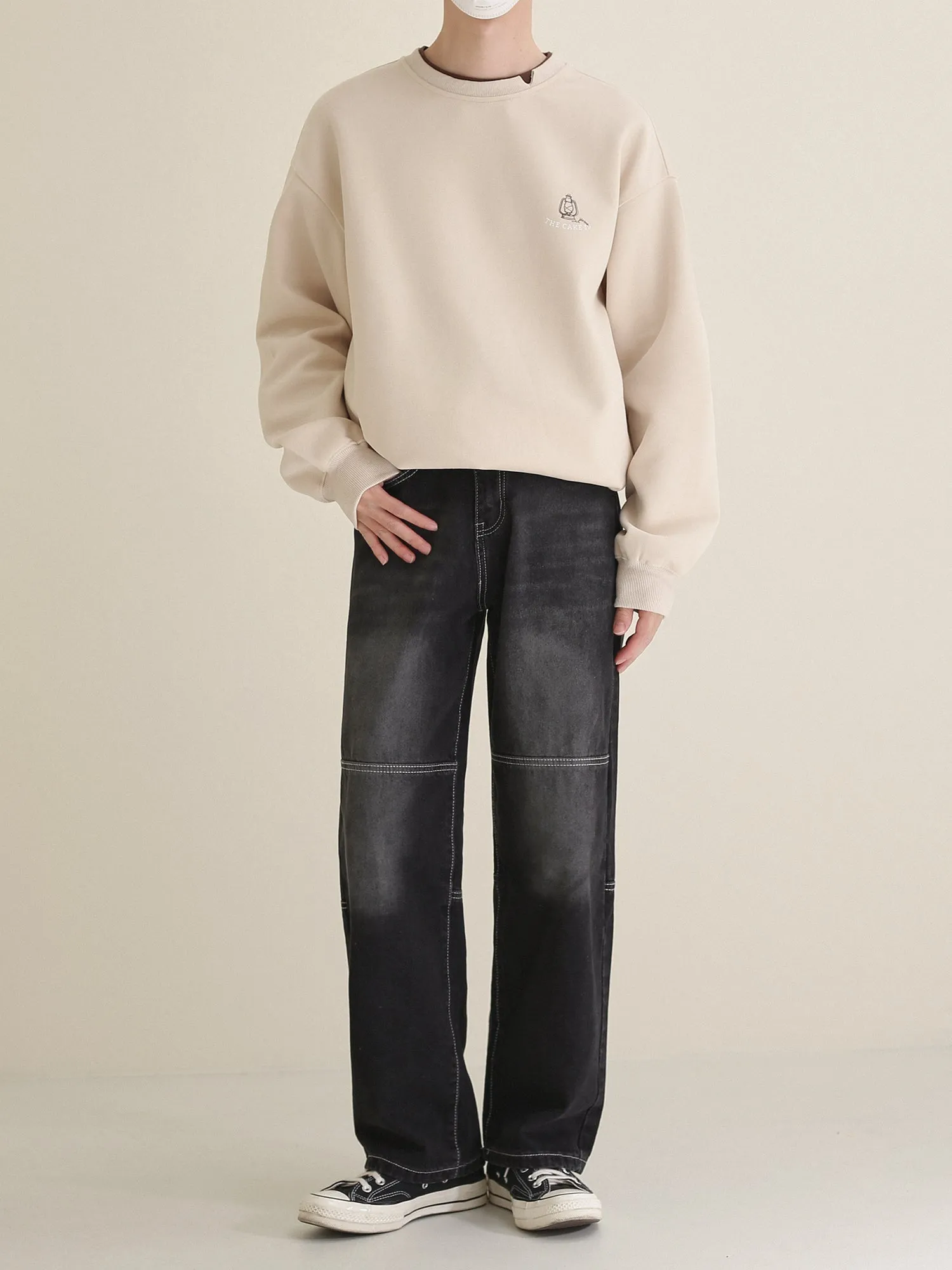 Zhou Line Sitch Faded Jeans