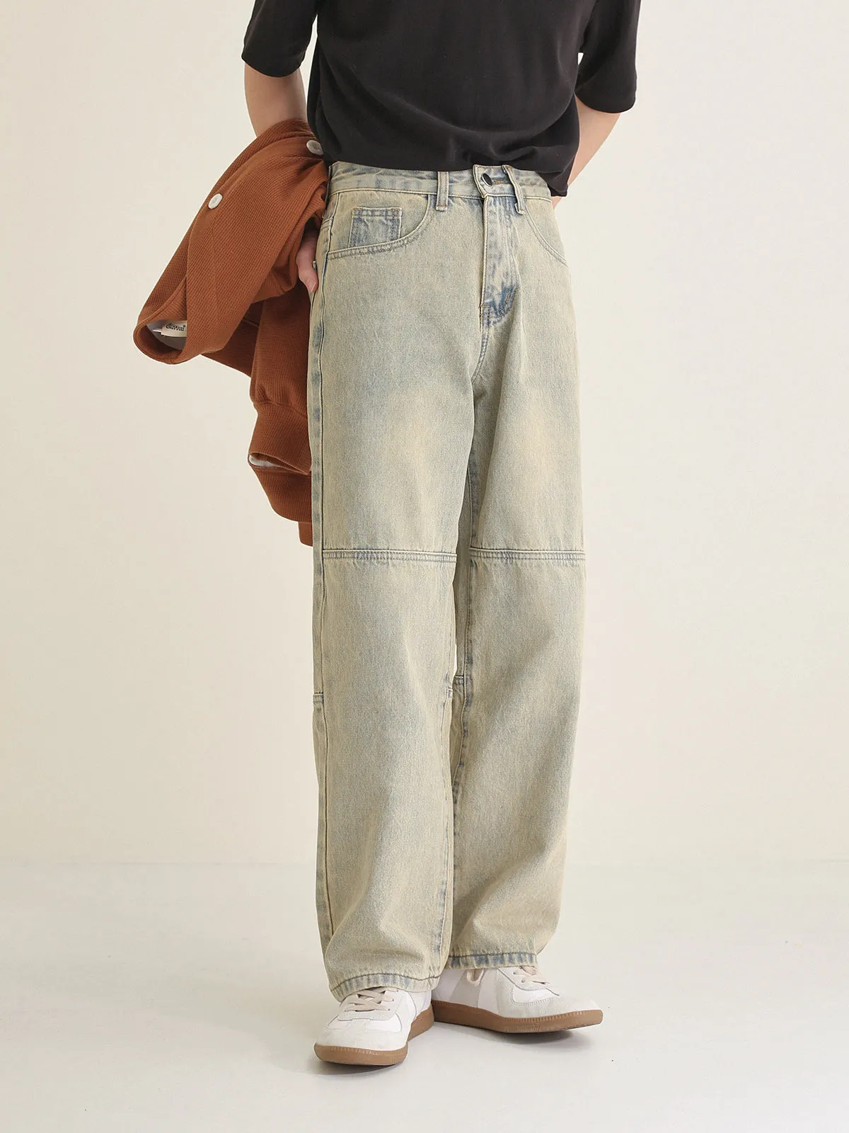 Zhou Line Sitch Faded Jeans